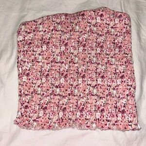 Garage Pink and White Floral Tube Top